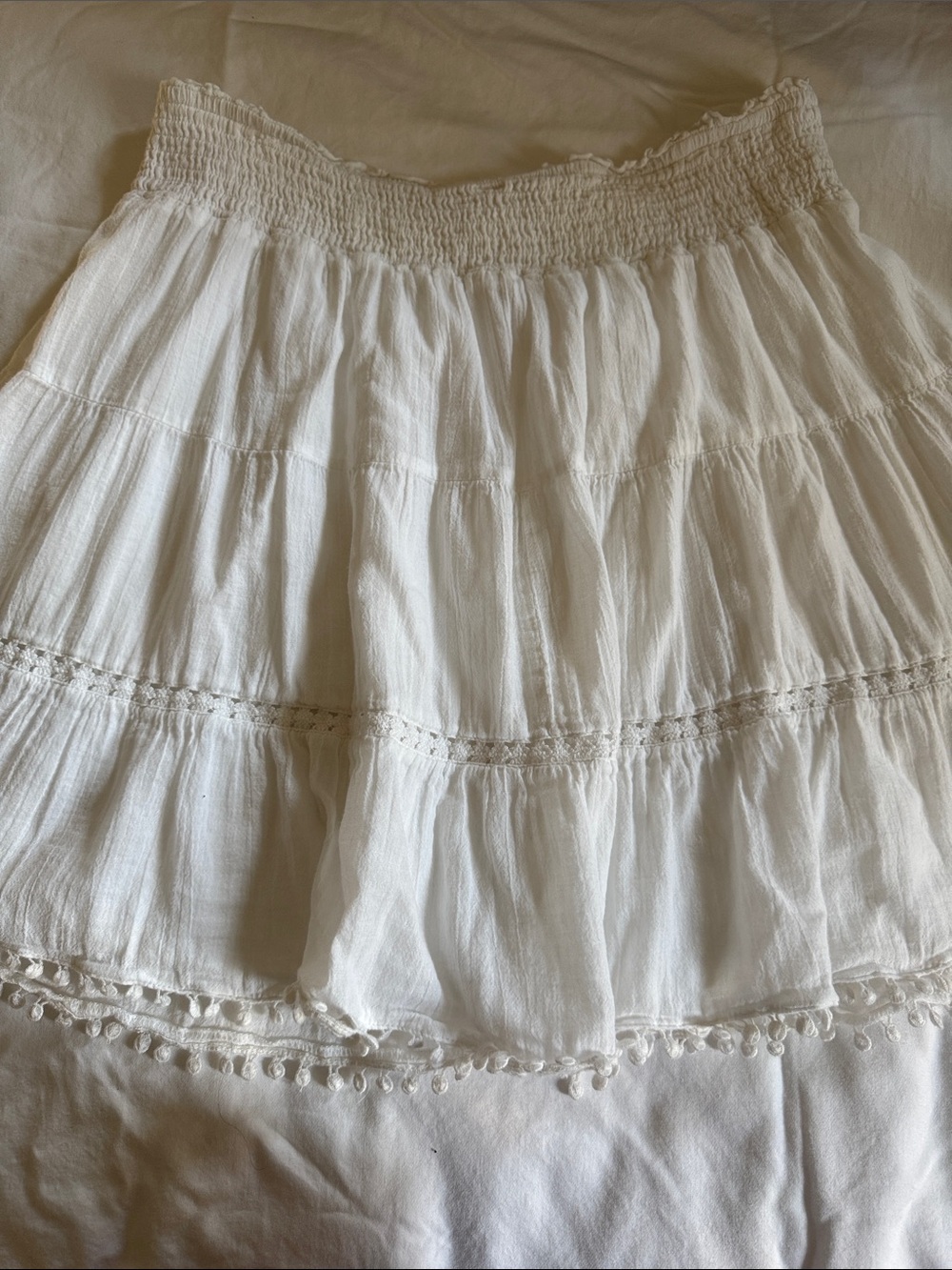 Old Navy White Tiered Boho Midi Skirt